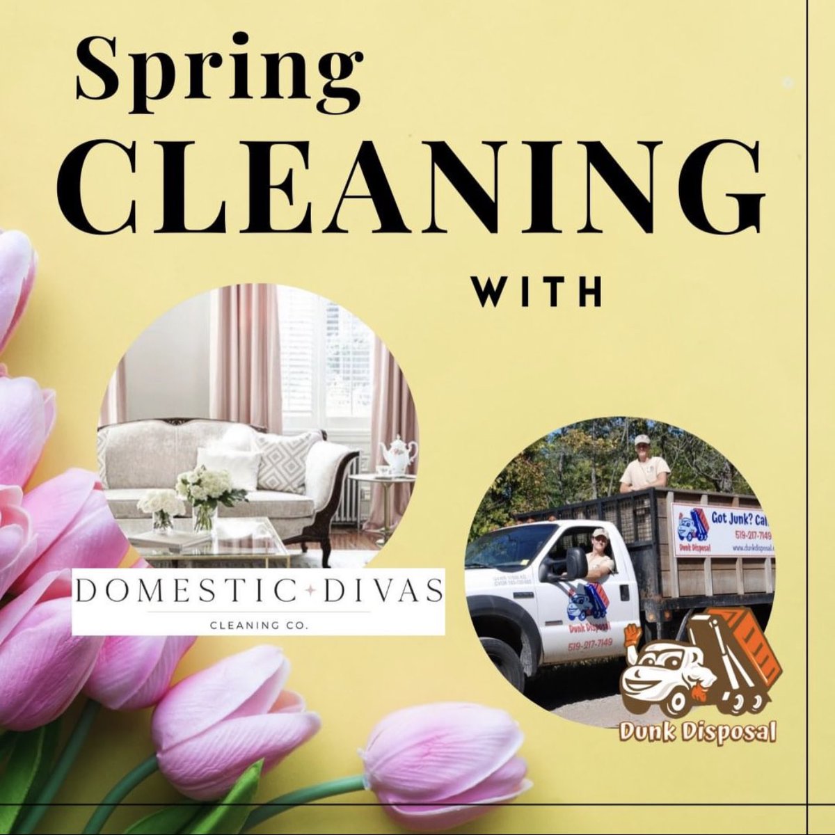 DivasCleaningCo's tweet photo. Domestic Divas Cleaning Co. is excited to announce that we have partnered up with @dunkdisposal.ca again to bring you the best spring cleaning tips &amp; services!

Stay tuned for more content on all things spring cleaning. You won't want to miss out!

#springcleaning https://t.co/OoNtdhKVW8