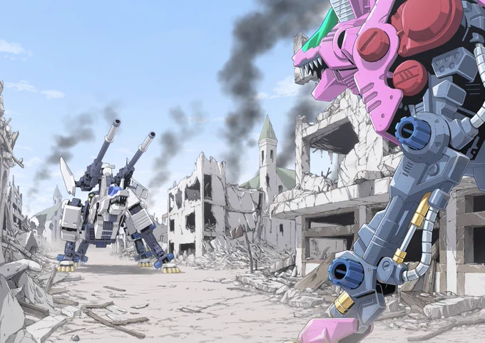 #ゾイド40周年だしゾイド描こうぜ  メカ描けないマンだから手持ちのゾイドの写真を撮ってトレースオン。