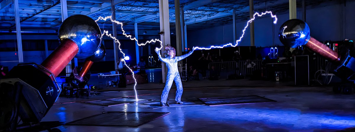 OpenSauceLive's tweet image. SHOCKING NEWS: @ArcAttack is going to be bringing giant tesla coils that they play with a guitar... while being struck by the lighting! Do not miss this, get your tickets now, they're going fast. opensauce.live