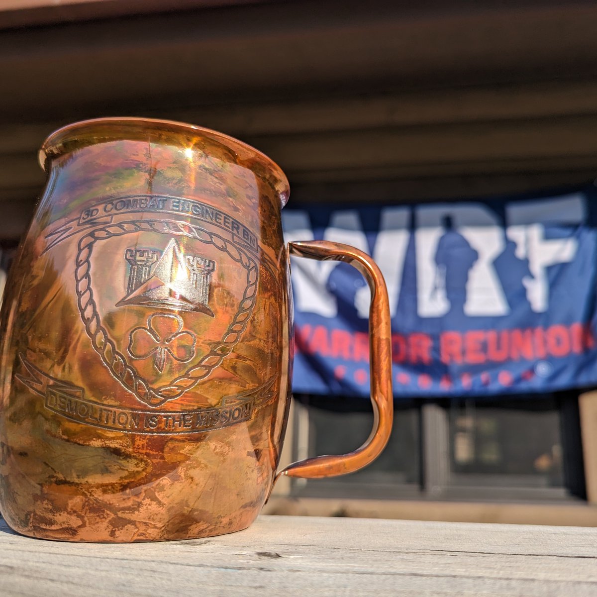Sunrise over the 'Little Belts' on the first day of the 3rd CEB Reunion. WRF is honored to reunite these veterans after 10+ years since they served together in Iraq and Afghanistan. Thanks to @WildBillsSoda for the custom mugs commemorating this occasion. #CombatVeterans #Reunite