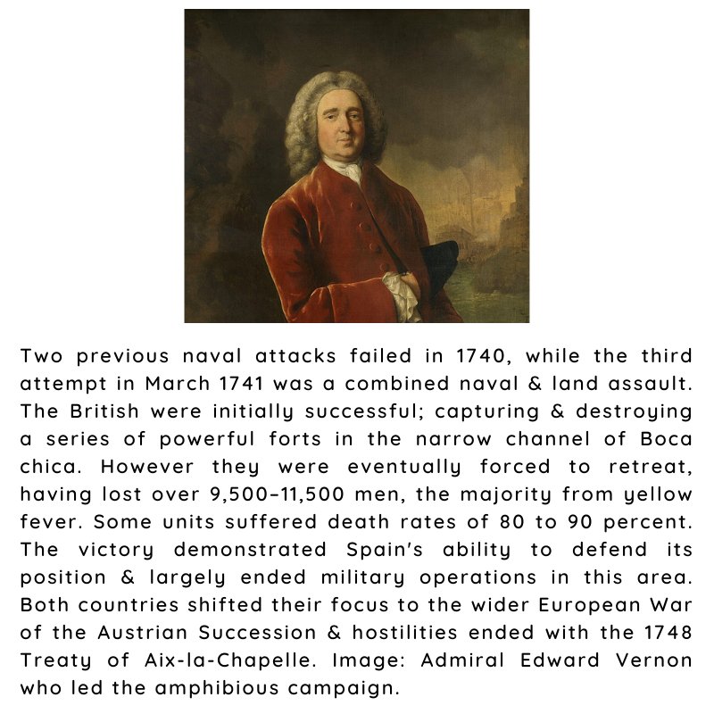 #otd 20 May 1741 – The Battle of Cartagena de Indias ends in a Spanish victory and the British begin withdrawal towards Jamaica with substantial losses.

#britishhistory #onthisdayinhistory