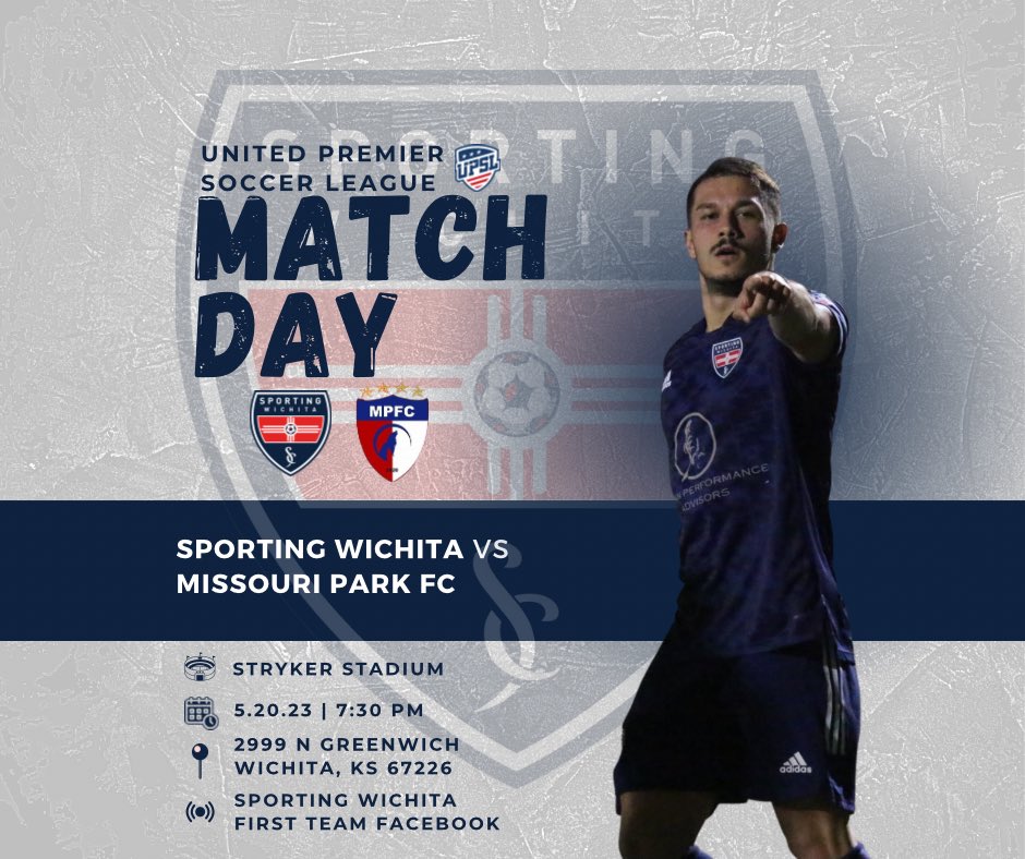 MATCH DAY!

🗓 May 20th
⚽️ Sporting Wichita vs Missouri Park FC
⏱ 7:30pm CT
🏟 Stryker Stadium

#SW1 #upsl #sportingICT

📷Andres Gigi Rodriguez
📸Taylor Vonfeldt