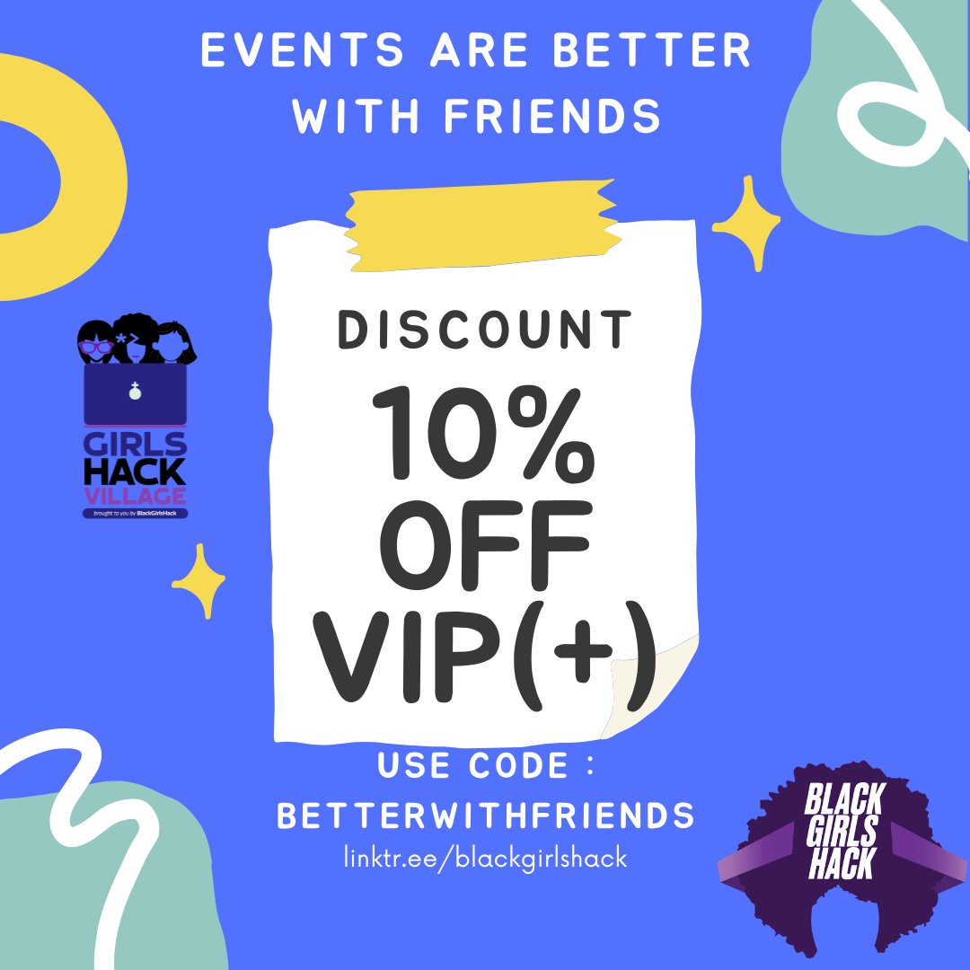 Conferences are better with friends. Use Code BetterwithFriends this weekend ONLY  to get 10% off our VIP and VIP+ tickets to SquadCon.  linktr.ee/blackgirlshack 

#condifferently #blackgirlshack #squadcon #foldingchair #discount