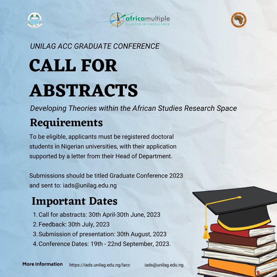 Call for abstracts! 📢 

The clock is ticking, and time's running out! 

Please submit your abstracts before or on June 30th and join us as we push the boundaries of knowledge and collaboration.

Learn more here - bit.ly/44euqDU

#IADS
#LACC
#UNILAG