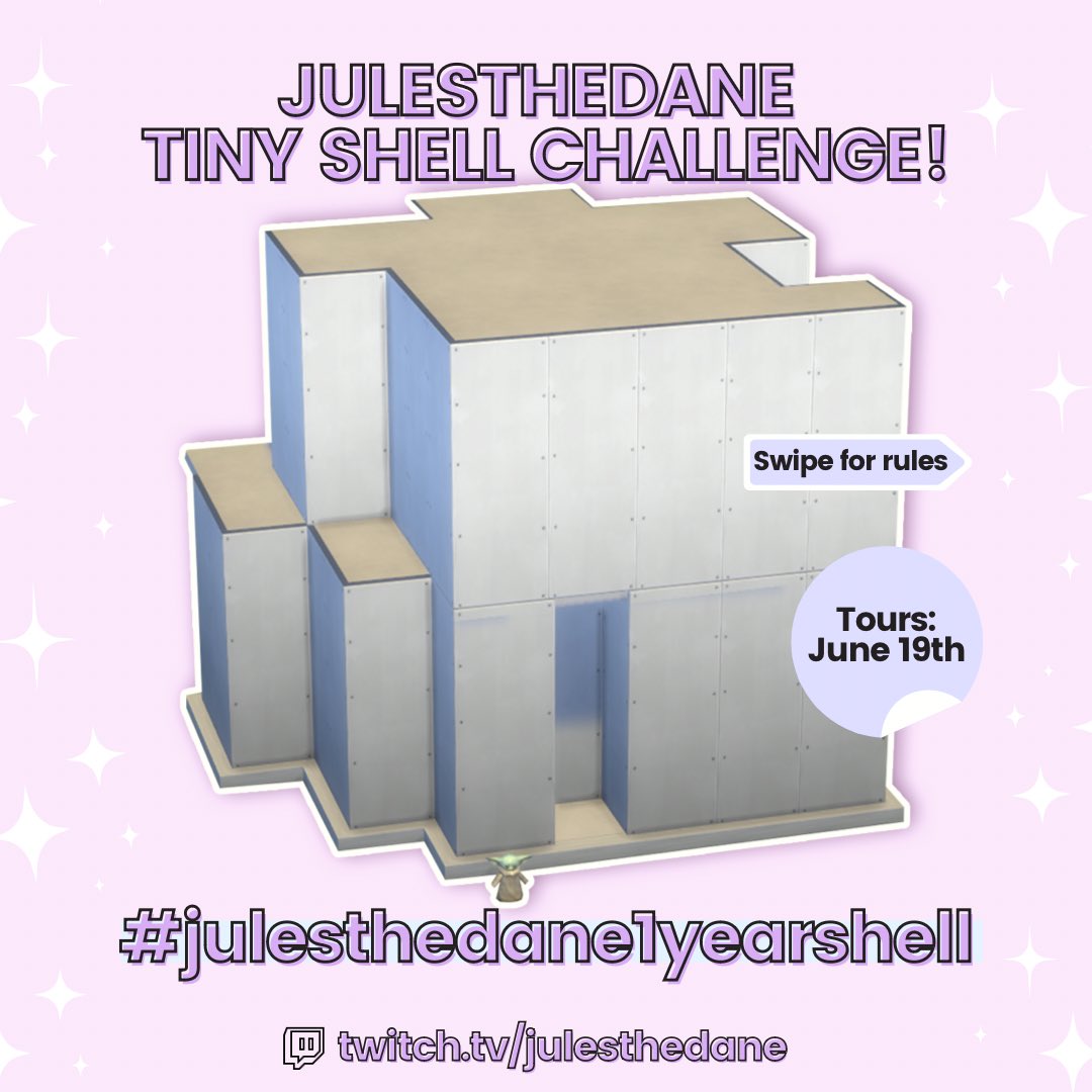 julesthedane's tweet photo. ✨ #julesthedane1yearshell is now live! ✨ 

💜 Deadline: June 18th
💜 Tours on Twitch: June 19th

💜 Upload to the gallery with #julesthedane1yearshell for tours. 

#shellchallenge #tinyshell #shell 
Rules + allowed packs are listed in the photos and the tweets in the thread👇🏻 https://t.co/UnRHlUDPFh