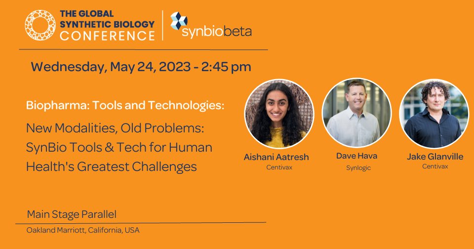 What challenges does synbio face in bringing effective solutions to clinic? How are tools like AI and computational design impacting the field? Find out at #SynBioBeta2023: synbiobeta.com @avaatresh @davehava @CurlyJungleJake @synlogic_tx @centivax