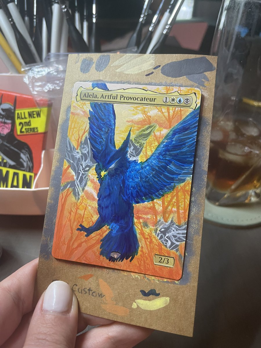 Working on an Alela commission! Going for high contrast, free handed a sketch, diving in head first ☺️ #mtg #MagicTheGathering