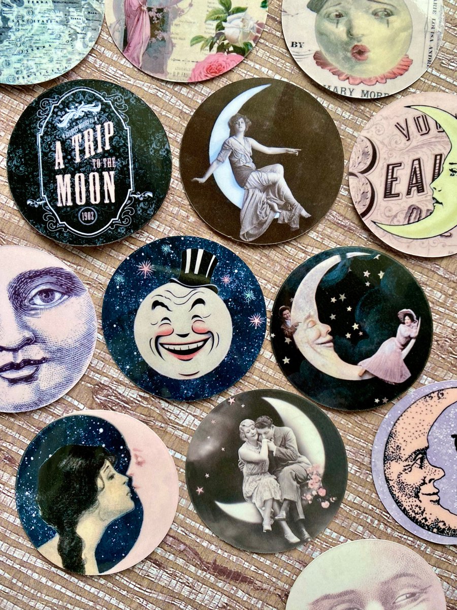 Excited to share the latest addition to my #etsy shop: Pack of 13 Waterproof Vinyl Victorian Celestial Images Stickers, Vintage Moon Junk Journal Sticker Pack, Journal Planner Laptop Stickers etsy.me/43djJjF #kidscrafts #fantasyscifi #yes #waterproofstickers