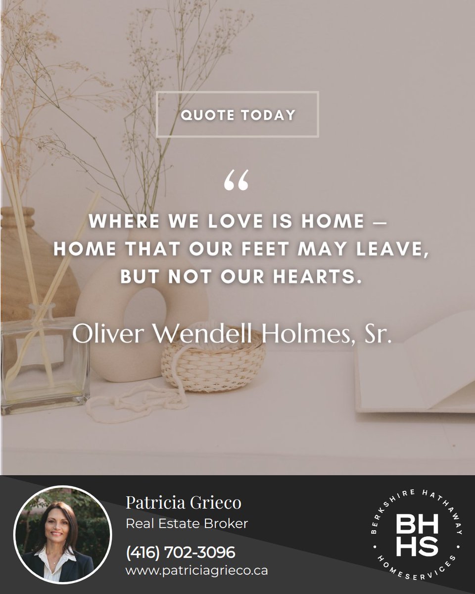 A more sophisticated way of saying 'Home is where the heart is.' ❤️

#homesweethome #home #inspirationalquote #qotd #quoteoftheday #dailyquotes #quotes #goinghome #homequotes #toronto #torontorealestate #bhhsmarketing #bhhstoronto #livingcanvasrealty #Patriciagrieco