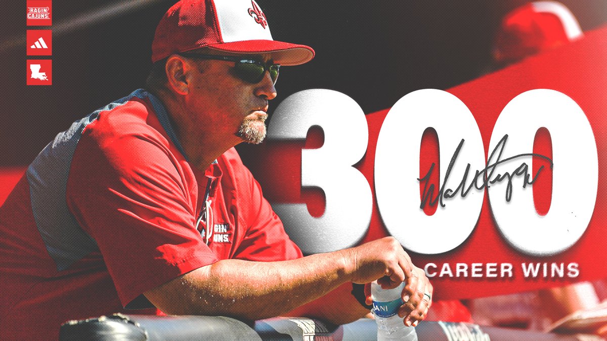 RaginCajunsBSB's tweet photo. Friday's 10-1 win over Southern Miss was a special one for head coach @CoachDeggs28 

Win No. 300 overall for the Cajuns skipper. 

#GeauxCajuns https://t.co/QEwfoD5uKI