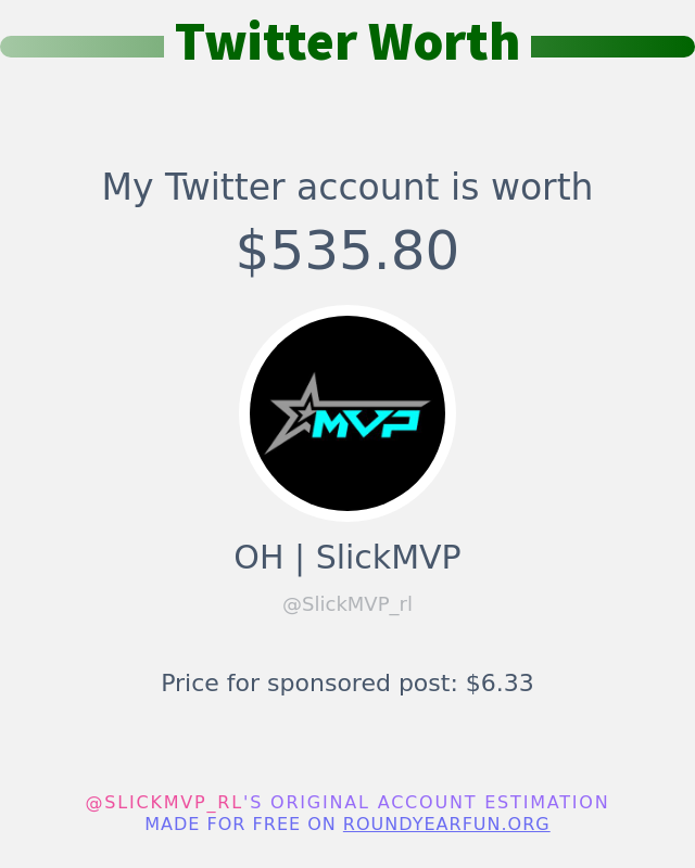 My Twitter worth is: $535.80

➡️ anyplacehere.me/twitterworth