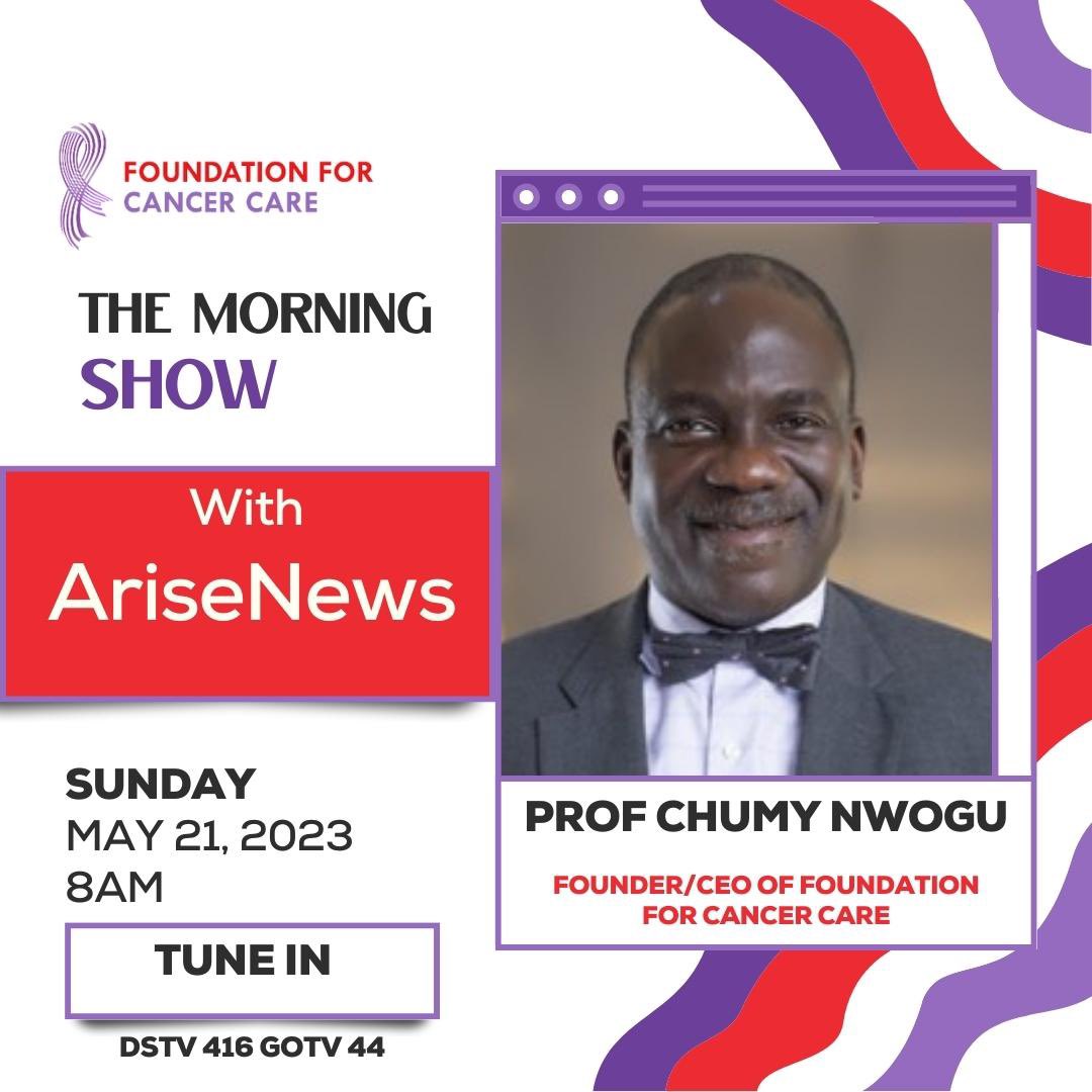 FDN4CancerCare's tweet photo. Join us on "The Morning Show" on Arise News! ๐บโจ
๐๏ธ We are thrilled to have our Founder, Prof Chumy Nwogu, as the special guest on Sunday, May 21, 2023, at 8 am.
#TheMorningShow #AriseNews #Foundationforcancercare #JoinTheConversation #ProfChumyNwogu #SundayMorning #MustWatch https://t.co/cvBzG0r9Ta