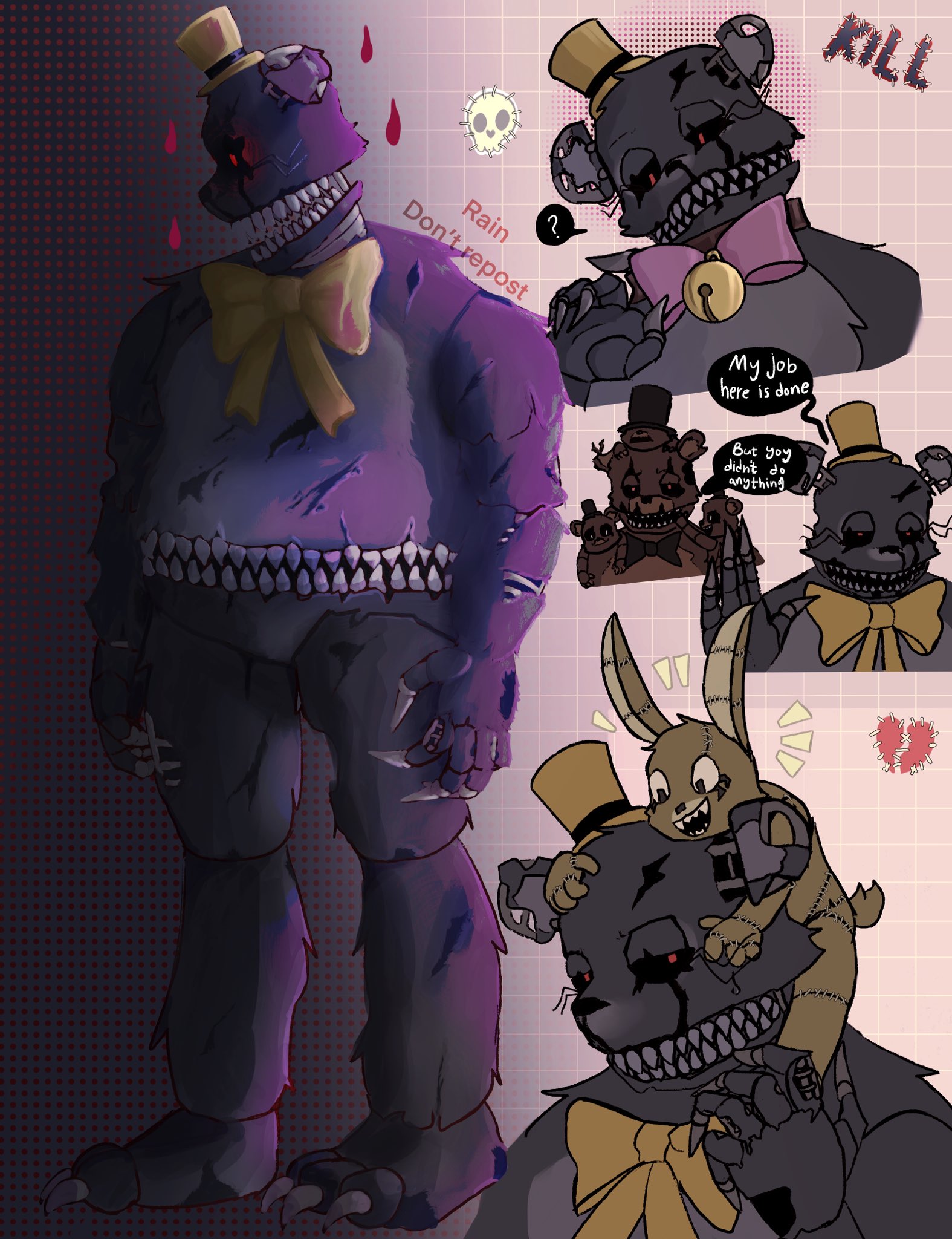 Shadow Ninja on X: Just some nice and cute fnaf 4 fanart of nightmare  fredbear being a big fluffy pillow for the kids he's defended from nightmare.  #FNAFfanart #FNAF  / X