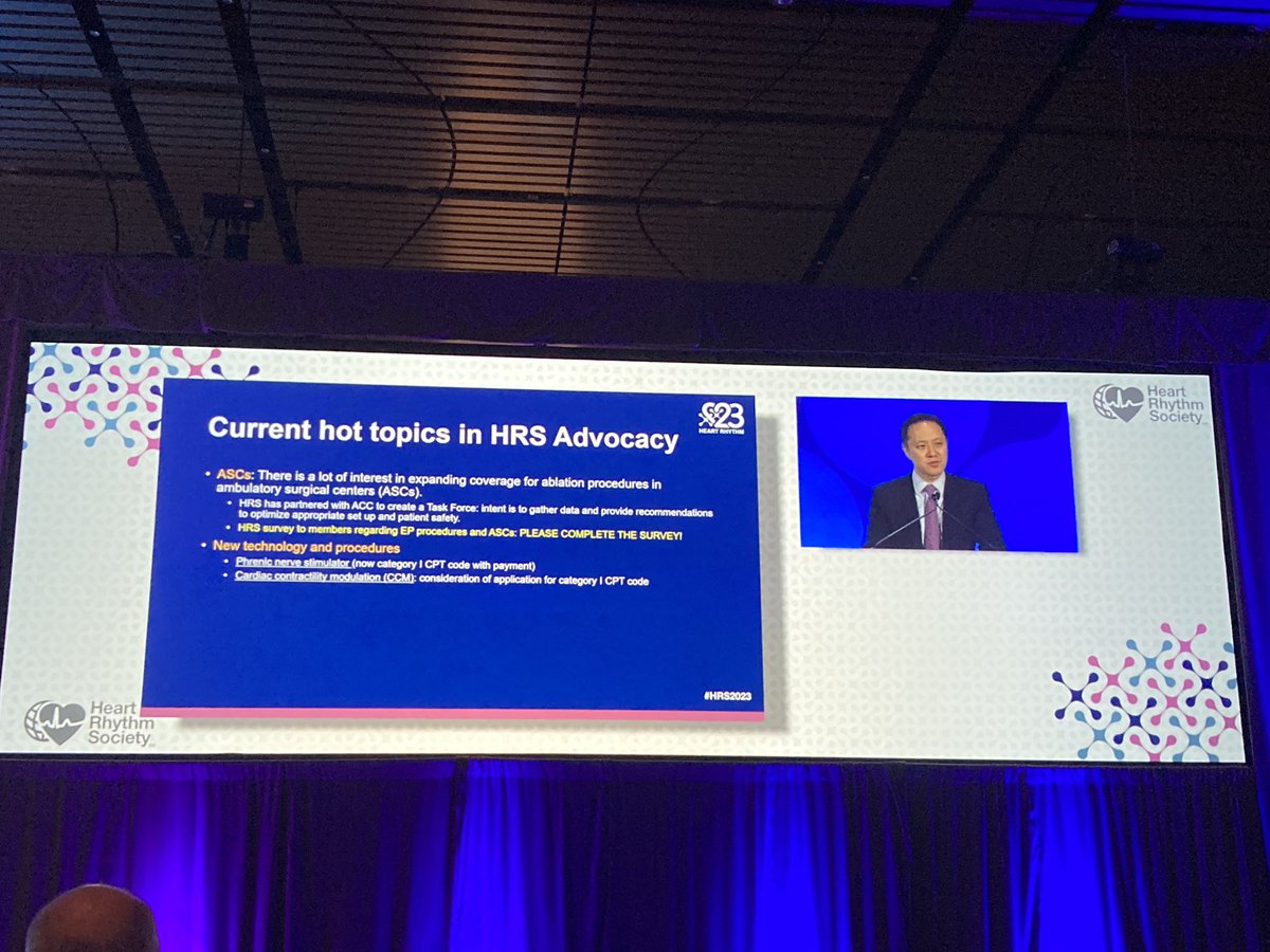 Presentation by Dr. Chris Liu on <a href="/HRSonline/">Heart Rhythm Society</a> advocacy priorities. 

We need to Educate, Engage, Advocate and Anticipate. 

Multipronged approach with involvement by #EPeeps at all levels is key. <a href="/ACCinTouch/">American College of Cardiology</a> <a href="/Cardiology/">ACC Advocacy</a> #HRS2023