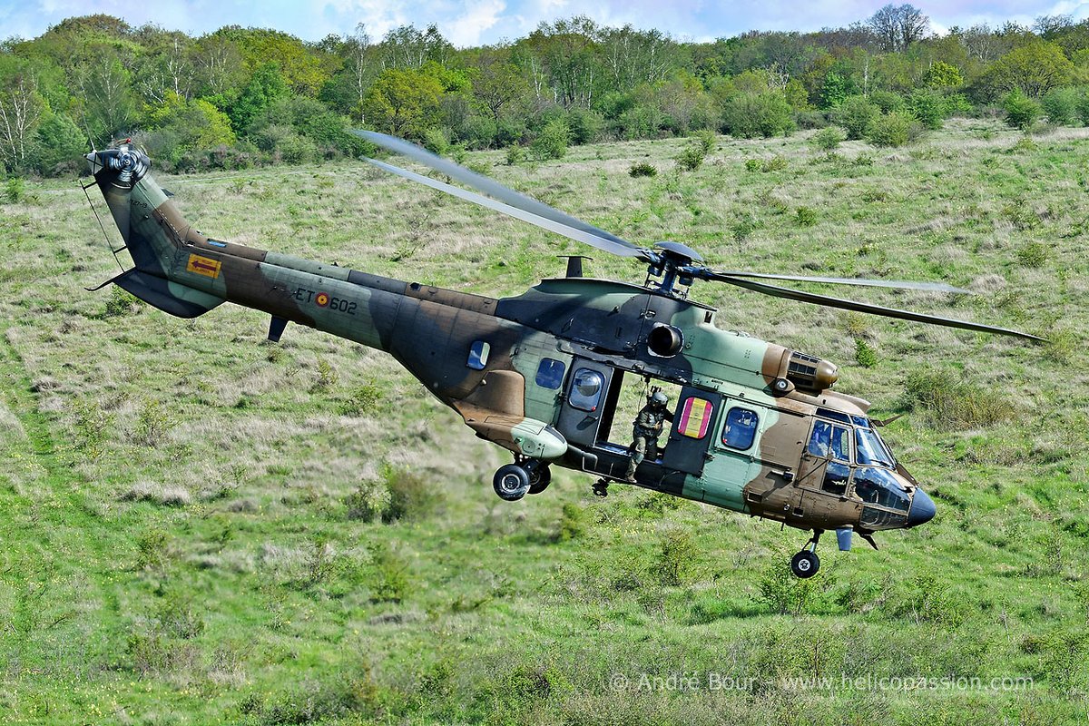 #ORION23 : Les hélicoptères des Armées de Terre françaises et espagnoles engagés ensemble : ici un AS532 Cougar de la FAMET espagnole. Plus de photos ici 
@armeedeterre @com_alat  @4e_BAC @1errhc @CDC3RHC @5erhc @EjercitoTierra
