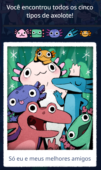 BXDGames's tweet photo. Comemore a existência do Lago Xochimilco (o último habitat dos axolotes) no jogo do #GoogleDoodle de hoje! Você consegue encontrar e tirar fotos de todos eles?
https://t.co/aDDc8JGbVx https://t.co/eLRNAZIfPN