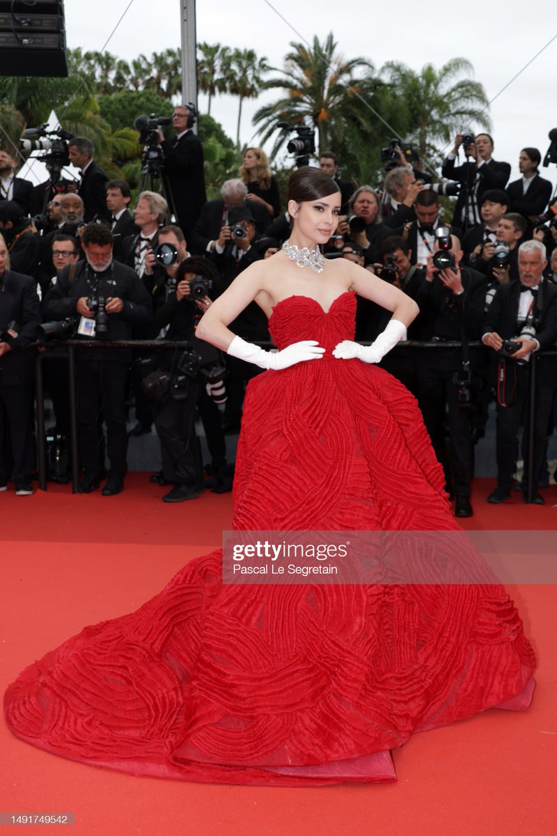 Sofia Carson attends the "Killers Of The Flower Moon" red carpet during the 76th annual Cannes film festival at Palais des Festivals #cannesfilmfestival #sofiacarson