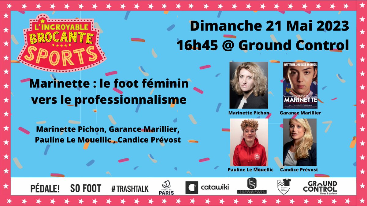 🕰️ 16h45
📂 Marinette : le foot féminin vers le professionnalisme 
🎙️ <a href="/PichonMarinette/">Marinette Pichon</a> / <a href="/GaranceMarillie/">Garance Marillier</a> / Pauline Le Mouellic de <a href="/Graines_de_foot/">Graines de footballeuses</a> / <a href="/PrevostCandice/">Candice Prevost</a>