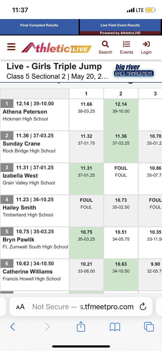 🚨STATE QUALIFIER!🚨
Izabella West jumps 11.31m in the triple jump to place 3rd and will compete in next week’s State Championships for the Lady Eagles!