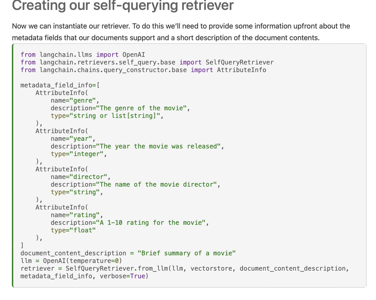 LangChainAI's tweet image. ♻️ Weaviate Self-Query Retriever ♻️

Self-querying is the simple but effective idea of letting an LLM turn questions into structured queries against a DB.

Self-querying now works with @weaviate_io vector db, thanks to GH user domchan!

For more: python.langchain.com/en/latest/modu…