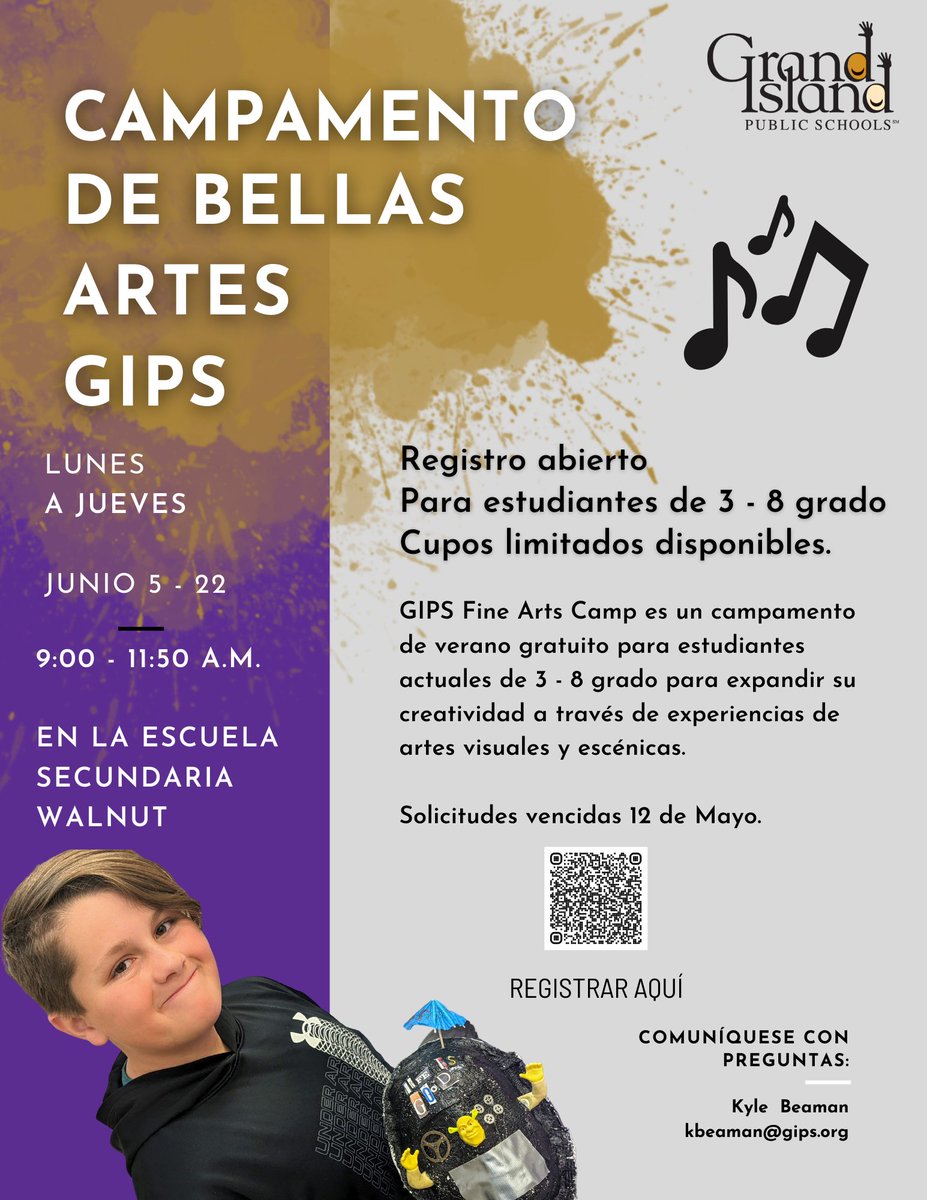 GIPublicSchools's tweet photo. Calling all 3rd - 8th Grader... 

Artists, Singers, Musicians, And More! 

Registration for the Summer GIPS Fine Arts Camp is now OPEN! 

📅 - June 5th - 22nd 
⌚️ - 9:00 a.m. - 11:50 a.m. 

REGISTER: https://t.co/I9E3bC2315 

#WeAreGIPS https://t.co/S21FikQAqg
