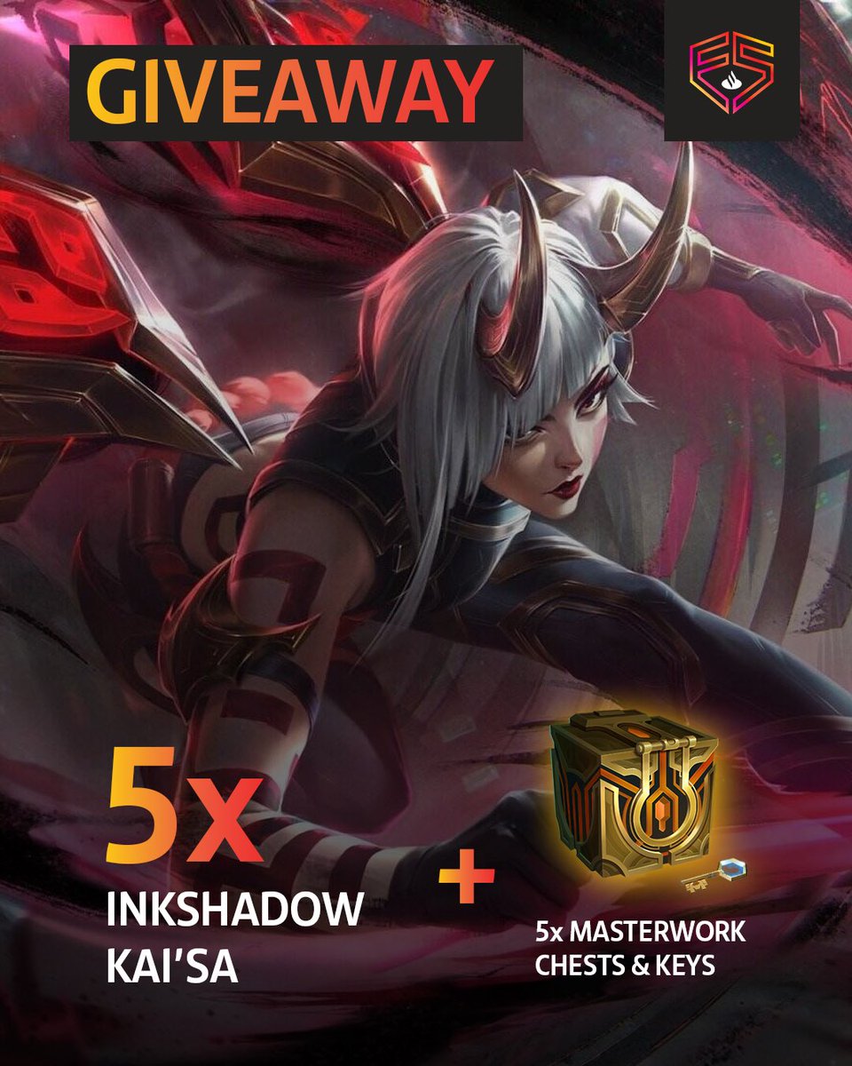 🚨 IT’S WEEKLY GIVEAWAY TIME 🚨 

🎁  Win the new INKSHADOW KAI’SA skin AND 5x Masterwork Chests and keys!

To enter:
✅ Follow us
✅ Retweet 
✅ Comment below which #LEC team you’ll be supporting in the Summer 2023 split!

GLHF 🤝