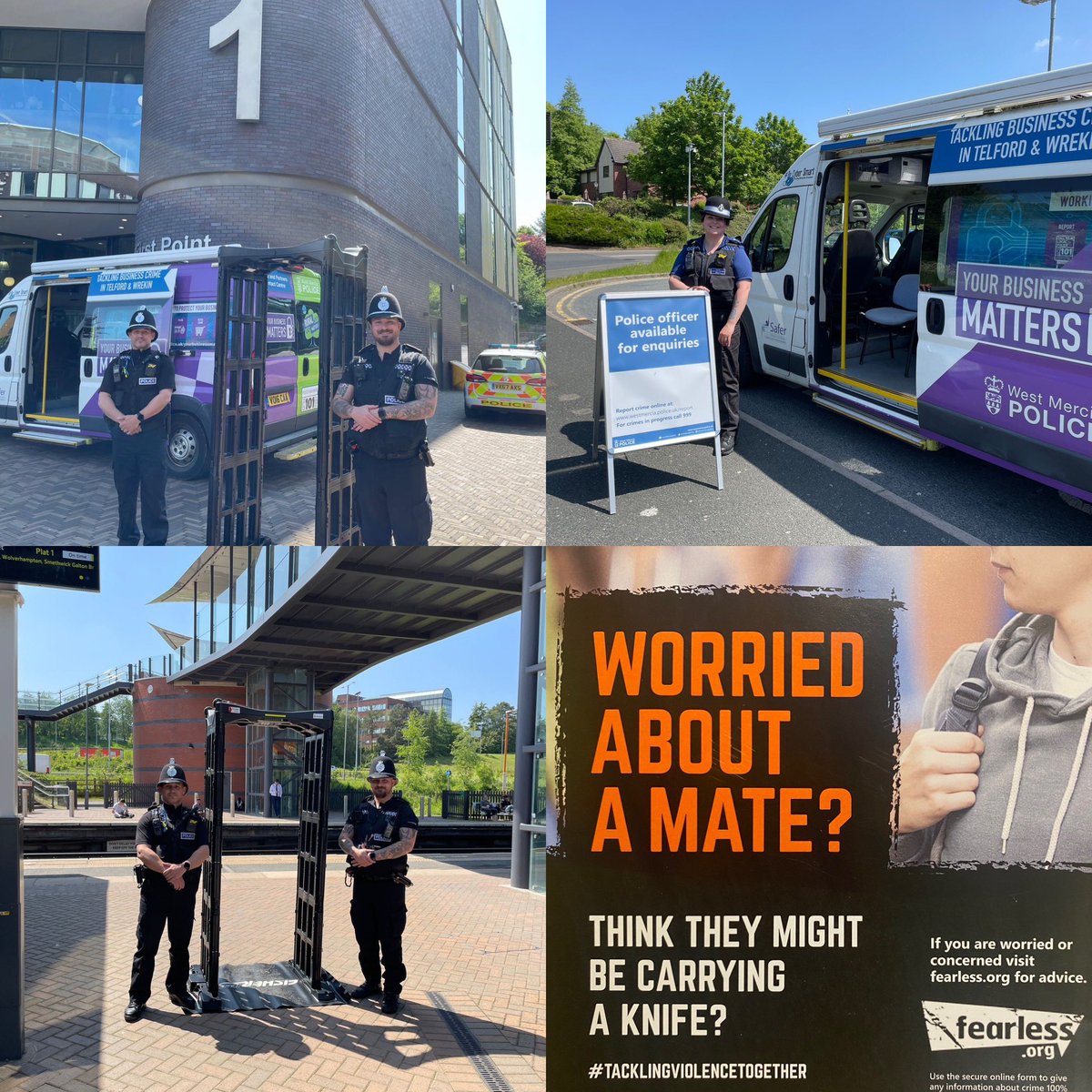 South Telford SNT have been at Telford Railway station and Southwater in support of Opsceptre. Using the opportunity to engage and highlight the dangers of carrying knives. #OpSceptre #keepingcommunitiessafe