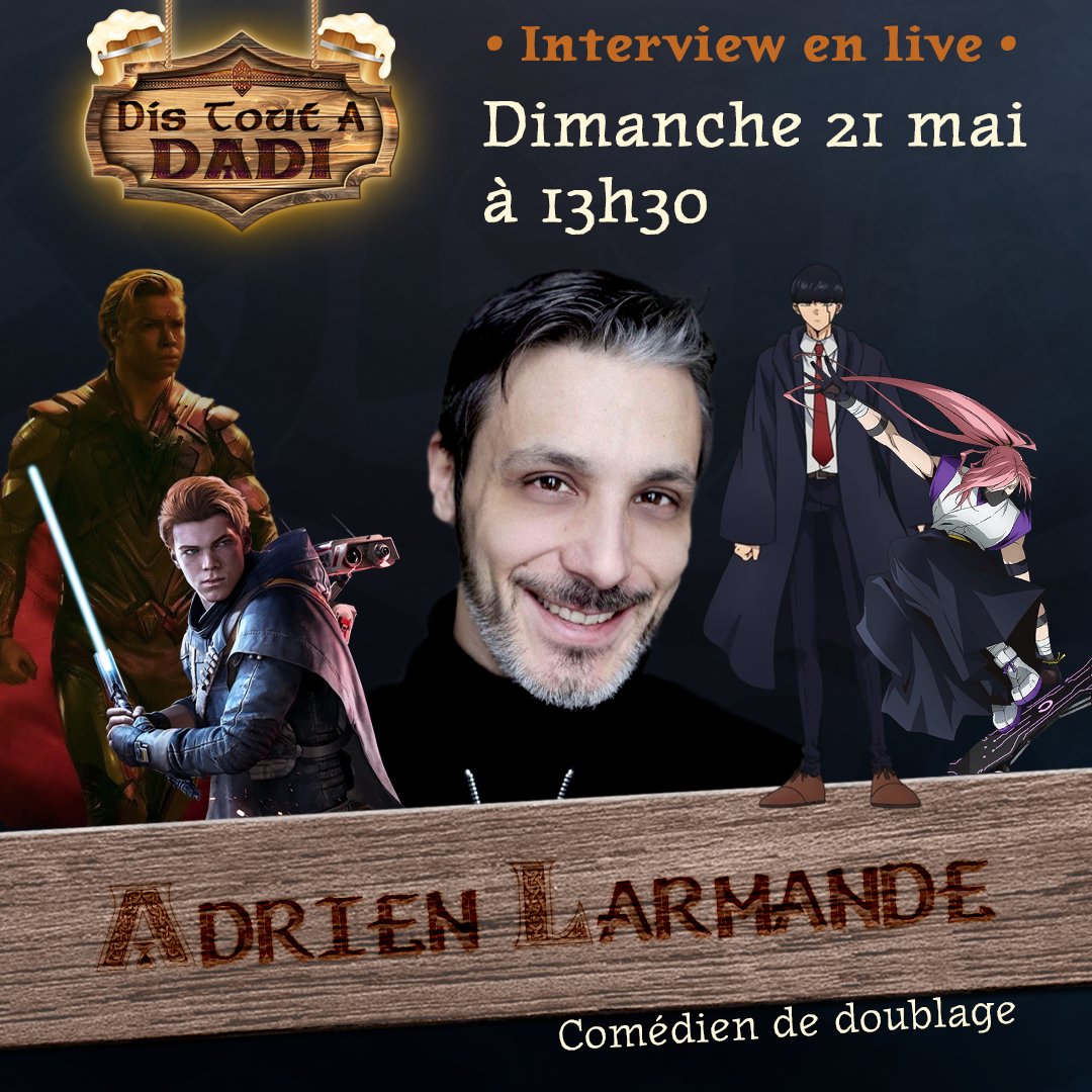N'oubliez pas de nous retrouver en live demain, à 11h30 et 13h30, pour "Dis tout à Dadi" en présence de Pascale Chemin et d'Adrien Larmande. 
Emission en partenariat avec <a href="/plume_phenix/">La Plume de Phénix - Restaurant Heroic Fantasy</a> et <a href="/bdsonges/">Bureau des Songes</a>.