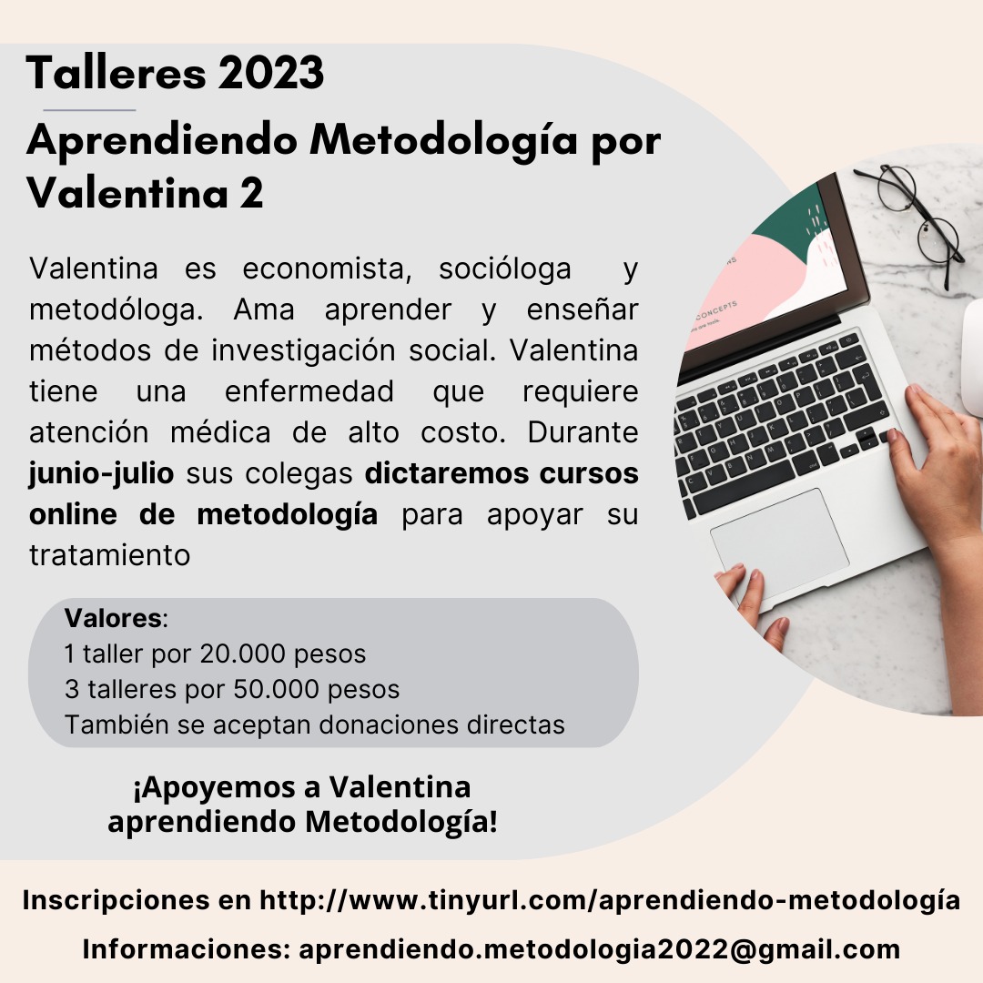 monica_gerber's tweet image. Entre junio y julio excelentes profesores/as dictarán 30 talleres metodológicos para reunir fondos para la salud de la gran Valentina ¡Participa y difunde!

¡Aprendamos metodología por Valentina!

Inscripciones en tinyurl.com/aprendiendo-me…

Por favor RT!