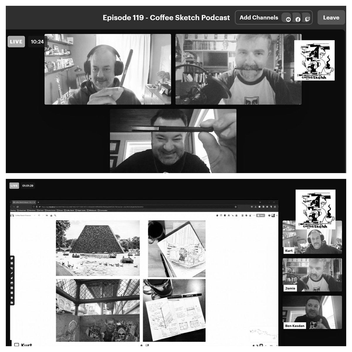 🚨NEW #Coffeesketch alert 🚨 
Ep. 119 - “Talking Shephard Fairey and Street Art with Ben Kasdan, AIA" and almost time for #ACon23 ➡️ buzzsprout.com/272902/1288523… | #art #architecture #Creative #inspiration ☕️🖊️🎙️