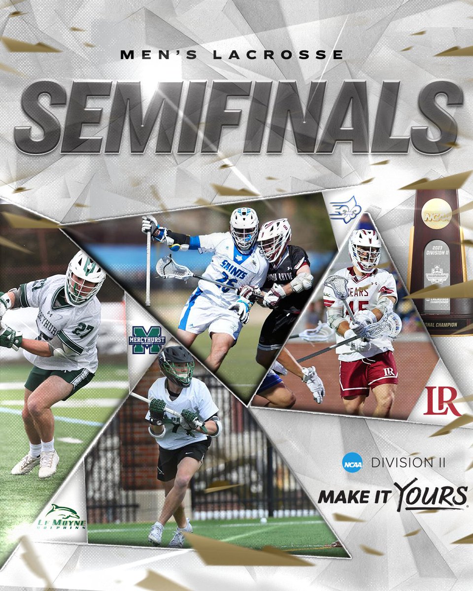 FOUR REMAIN‼️

📆Sunday May 21
⏰1 PM ET 
📺on.ncaa.com/D2MLAXhub
🏆on.ncaa.com/0520D2MLAXbrac…

2⃣@hurstmlaxtrain 🆚 1⃣<a href="/LeMoyneMLax/">Le Moyne College Men's Lacrosse</a> 

5⃣<a href="/LRUMLAX/">LR Mens Lacrosse</a> 🆚 2⃣<a href="/LimestoneLax/">Limestone Lacrosse</a> 

#MakeItYours | #D2MLAX