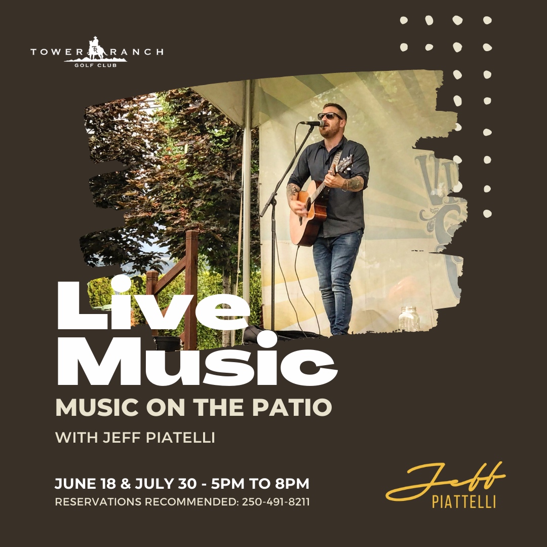 Join us for two incredible evenings of music on the patio with the talented artist Jeff Piatelli! 🎸✨ Mark your calendars for these upcoming events on June 18 and July 30, from 5PM to 8PM. 🌅🍹Reservations for our restaurant on these nights are highly recommended. 250-491-8211.
