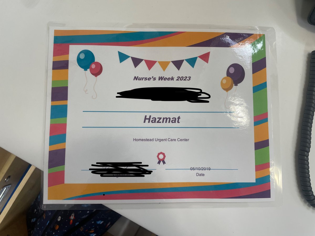 moonchic's tweet photo. For nurses week my dept did superlatives for fun. I won the Hazmat award, since I still protect myself with n95s, goggles, and face shields 🫠 #CovidIsNotOver #covid19 #healthcare #RNTwitter #BringBackMasks https://t.co/et1AuWuXTq