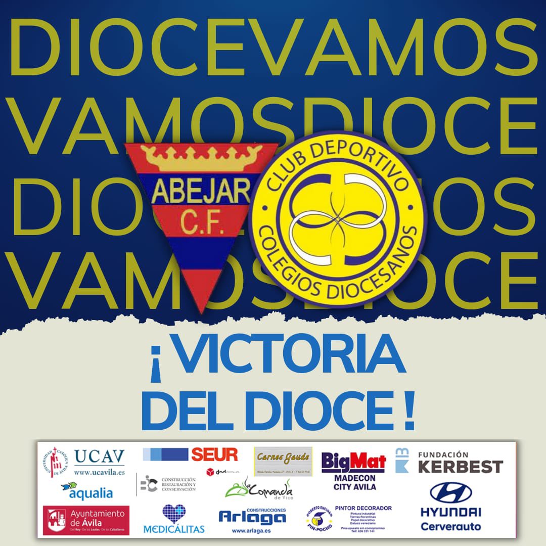 diocesavila's tweet photo. 🛡️1ª 𝗗𝗶𝘃𝗶𝘀𝗶𝗼𝗻 𝗥𝗲𝗴𝗶𝗼𝗻𝗮𝗹 𝗔𝗳𝗶𝗰𝗶𝗼𝗻𝗮𝗱𝗼𝘀
JORNADA 33

93’| FINAAAAAAAL SOMOS DE TERCERA
#VamosDioce 💛💙

1️⃣ @AbejarCf 
2️⃣ DiocesÁvila-UCAV https://t.co/H3C8CfLE4R