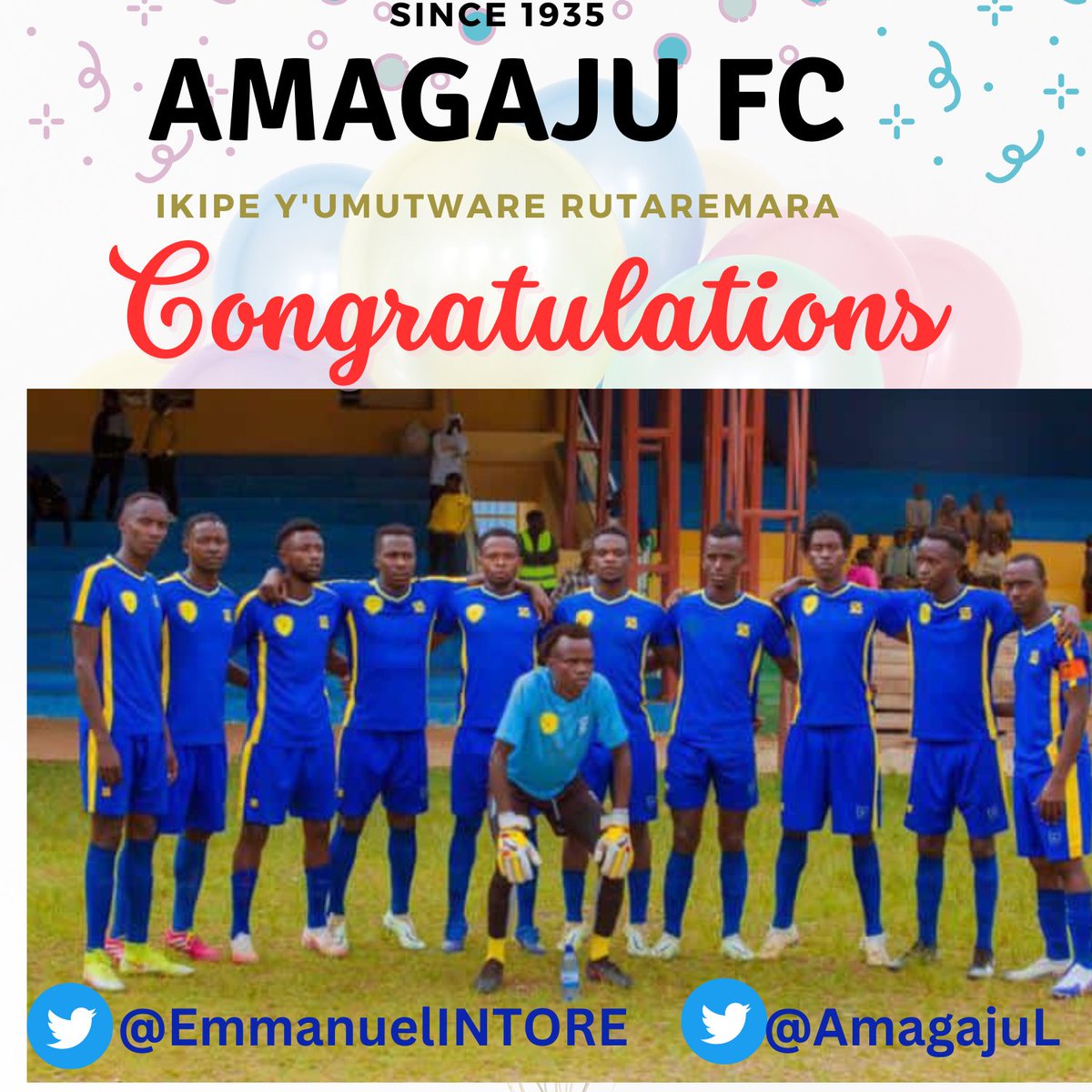 EmmanuelINTORE's tweet photo. @AmagajuL ikipe yabonye izuba mu mwaka wa 1935 ishinzwe n'umutware #RUTAREMARA, ubu yinjiye mu kiciro cya Mbere ( D1)... Imana y'i Rwanda ibane na yo ikomeze gutanga ibyishimo kuko abaturage ba @Nyamagabe bari bakumbuye imyiyereko y'Amagaju. Tubifurije guhirwa muri D1! #Ubukombe https://t.co/B9ovahpzmx