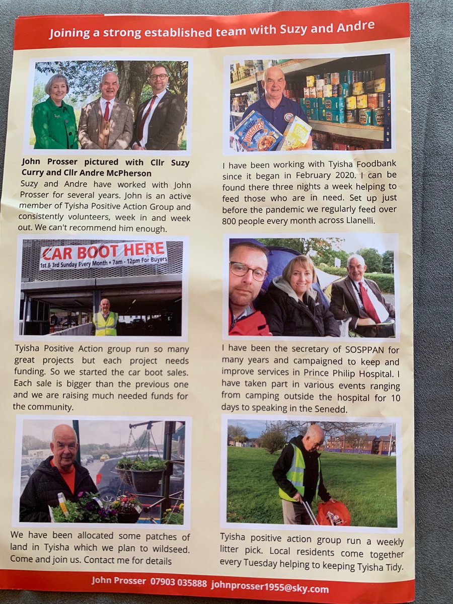 Pleasure to be out campaigning with John Prosser who has done so much for the local area...... litter picks, Tyisha foodbank, raising money thru car boot sales for local events. Council byelection 15th June Tyisha Ward.