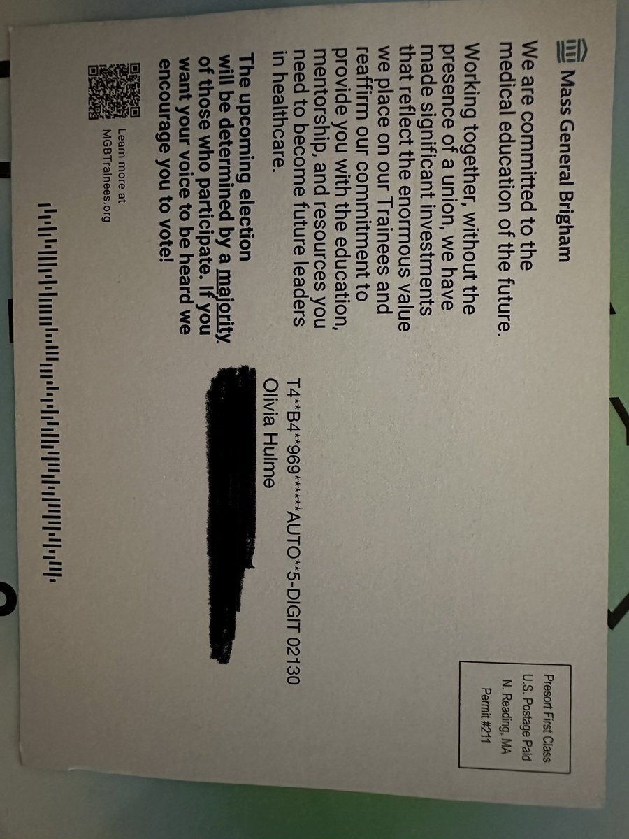 Olivia Hulme, MD (@oliviahulme_md) on Twitter photo I’m confident that sending this to the personal homes of trainees is not going to have the desired effect <a href="/MassGenBrigham/">Mass General Brigham</a> 👏🏻 I’m confident that sending this to the personal homes of trainees is not going to have the desired effect <a href="/MassGenBrigham/">Mass General Brigham</a> 👏🏻