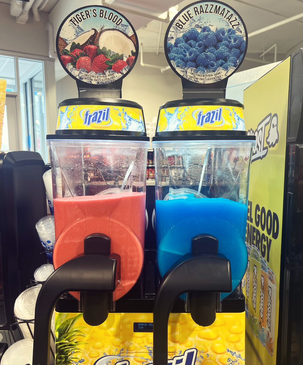 Our Frazil smoothies are made with real sugar and are 100% gluten free! What’s your favorite slushie flavor?🥤☀️🫐