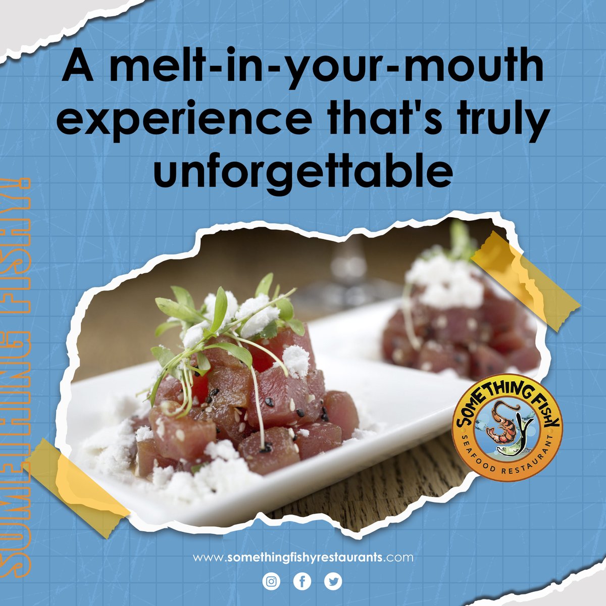 GetFishy's tweet photo. Take your taste buds on a tropical adventure with our Yellowfin Ahi Tuna! Our sushi-grade tuna is seared to perfection, delivering a melt-in-your-mouth experience that's truly unforgettable. Served with a side of wasabi and soy sauce, this dish is a must-try for seafood lovers. https://t.co/187b4Oek17