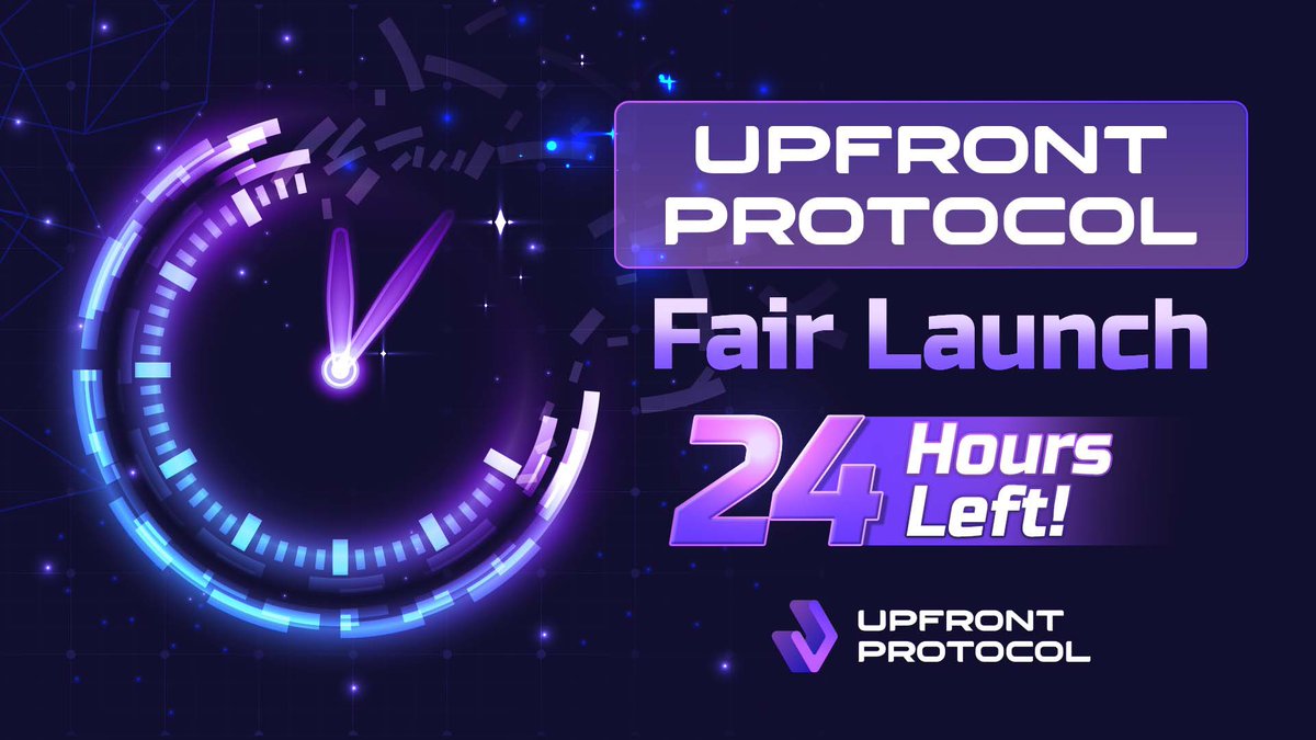 upfrontprotocol's tweet photo. #UpfrontProtocol Fair Launch - 24 Hours Left โณ
We want to remind you that there are only 24 hours left until the end of our Fair Launch.
๐ Official Link: https://t.co/saeh2SFbGp https://t.co/3JvovsUojA