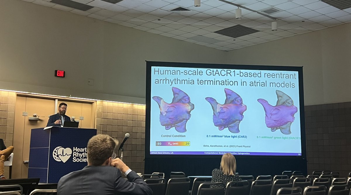 @pmjboyle on the latest in computational modeling of cardiac optogenetics and its translational applications #HRS2023 @HRSonline