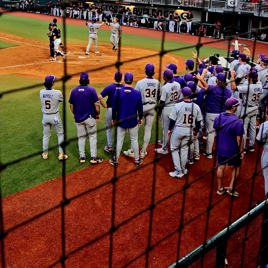 SteveEllisWorld's tweet photo. Watching @LSUbaseball in Athens this weekend.  Congrats to @cadebeloso and @gavin_dugas04 on their construction management degrees.  Reach out if you want to be considered  to work for the best GC in the country, Knutson Construction. https://t.co/pCSKoDfTGS