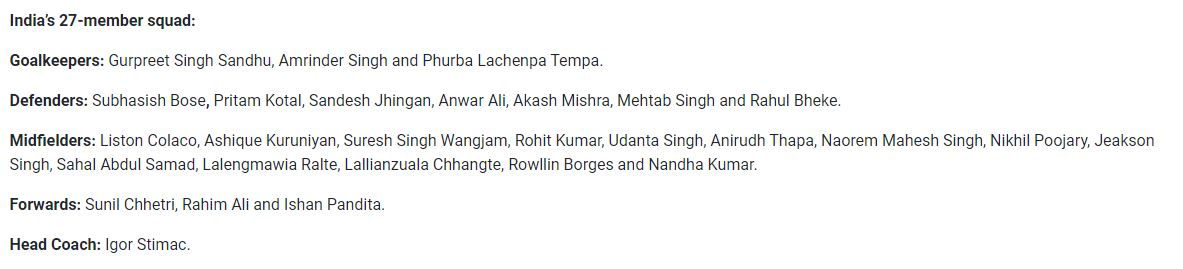 Squad for the upcoming Intercontinental Cup and SAFF Cup has been announced. 
FPAI's Young Player of the Year Sivasakthi Narayanan was not included
 in 27 member squad

Thought on this squad?

#indianfootball #indianfootballteam #squad #saffcup #intercontinentalcup #IFChronicles