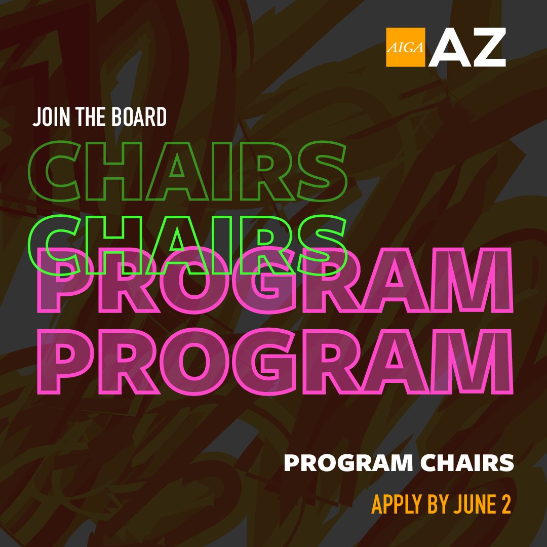 JOIN THE BOARD! We have chair positions open in our various program areas, for more information visit loom.ly/TIIK9KY. Apply by June 2. 

#aiga #aigaaz #creative #jointheboard