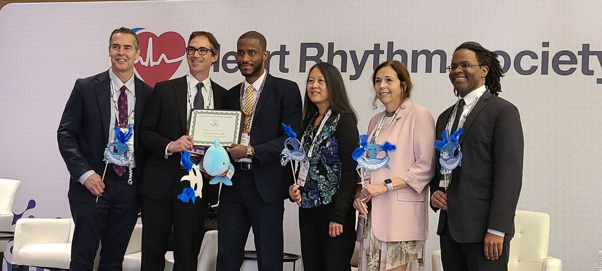 #Congrats @JRDClarke, the #HRS2023 Shark Tank winner! Dr. Clarke convinced an expert panel from @American_Heart & HRS to invest in his #AFib research idea. He will receive the AHA/HRS Bill Lewis Investigator Award to develop his idea into an independent research project. #EPeeps