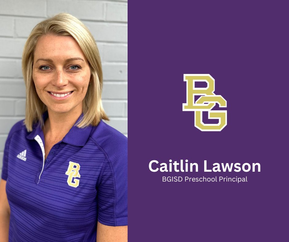 BIG NEWS in our #ittybitypurples preschool program. Ms. Caitlin Lawson, a teacher at BGHS, has been named the new Preschool Principal. Great things are happening in our program and we are excited! #excellenceisworththeeffort