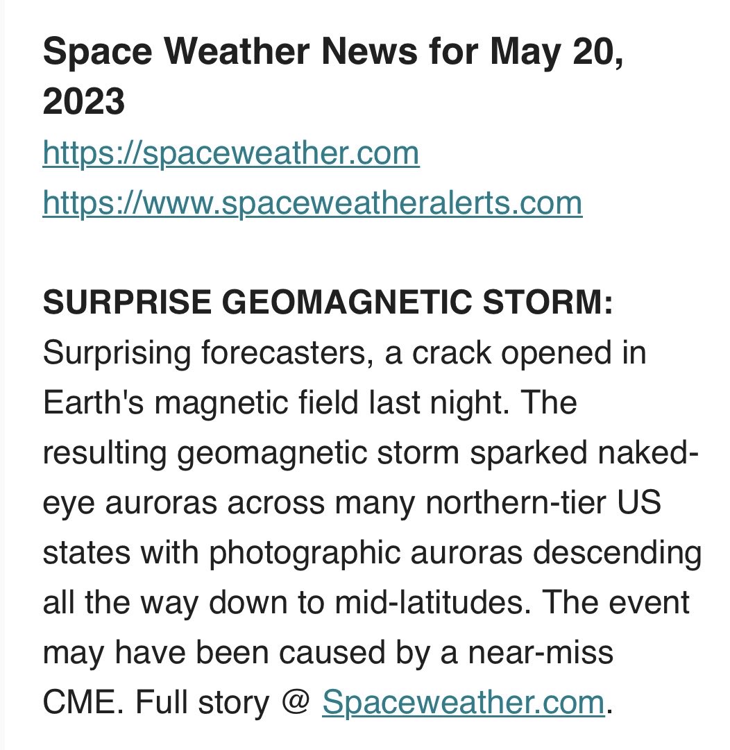 Nemisistar's tweet photo. 5/20/23 - Surprise #geomagneticstorm #Spaceweather #auroras https://t.co/3jmc4jC9ka