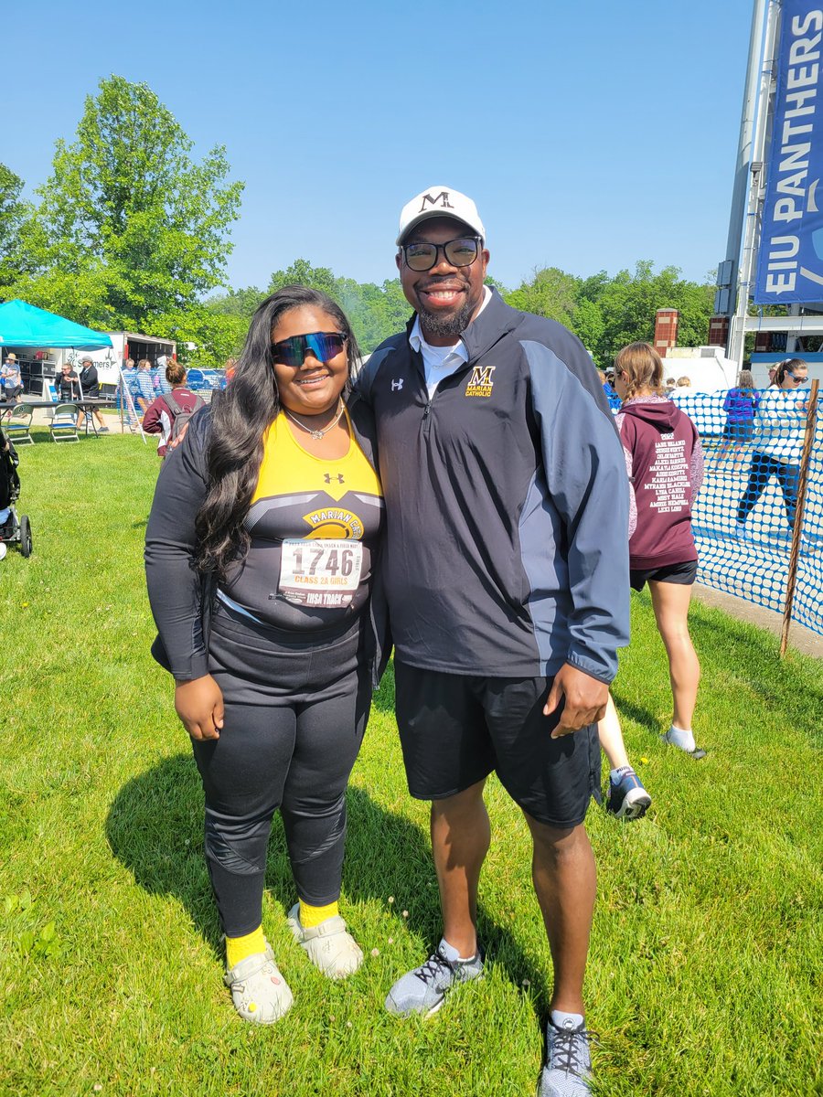 KaydenPorter6's tweet image. I was able to take home the 5th place state 2A medal. This was special for me as this was my 3rd time at state. Thankful to @MarianCHS_TF for the opportunity to represent at State. Special thanks to my former Shot Put Coach Conely for bring on the sideline today.