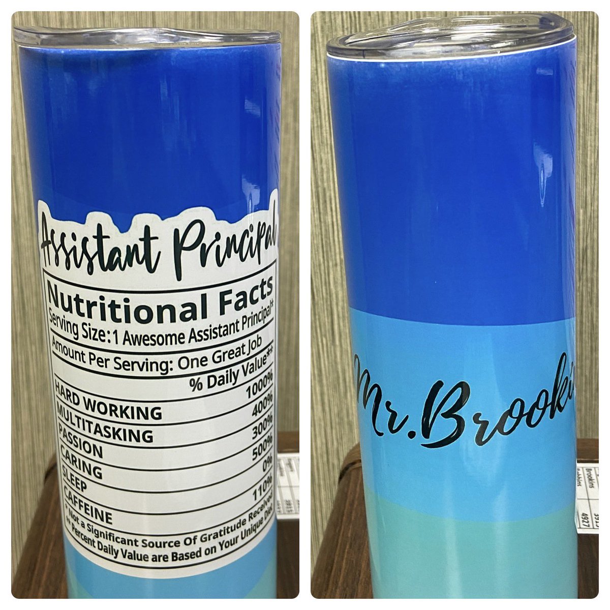 I was so surprised when a parent handed me a gift bag in the car rider line.  It was this personalized tumbler!!It’s the little things that make the biggest difference to a parent and their child. #ilovewhatido #mcjhparentsarethebest