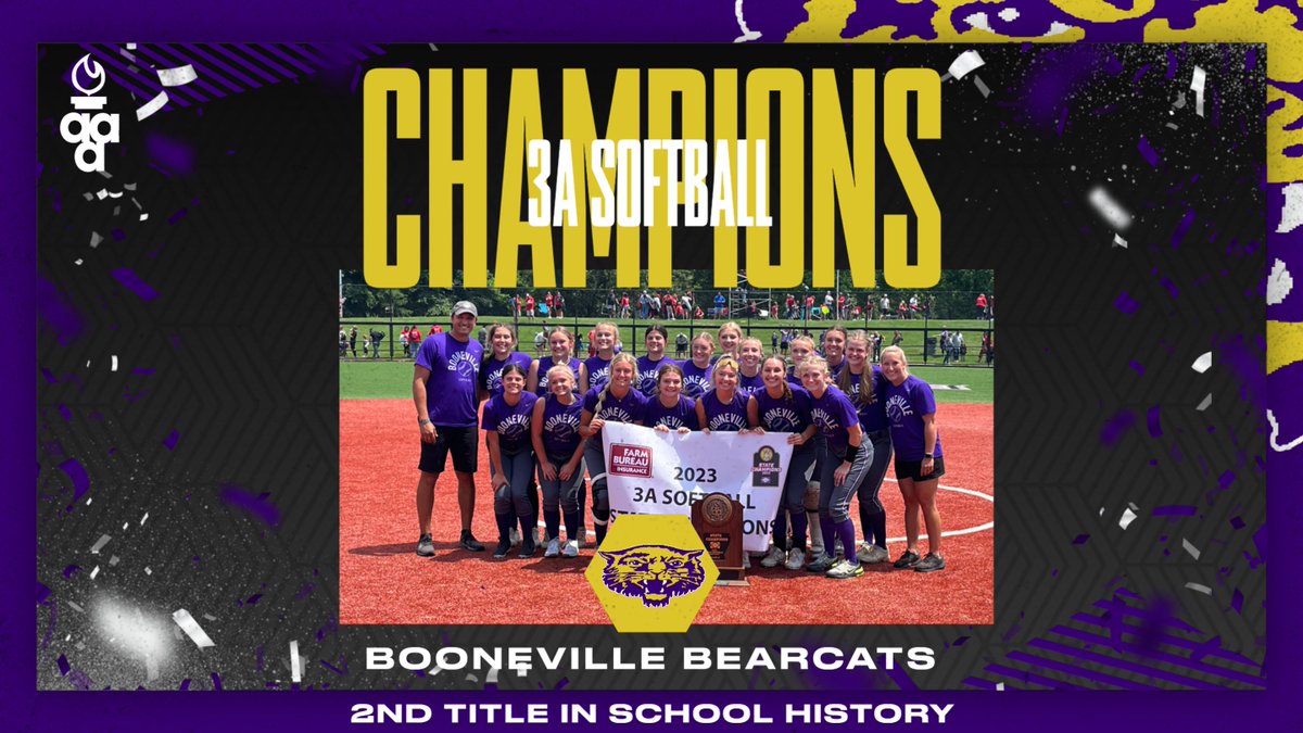 When they needed it, @BoonevilleLady1 came up with a big inning as @BvilleSchools holds off Atkins 4-3 to claim the 3A softball title!